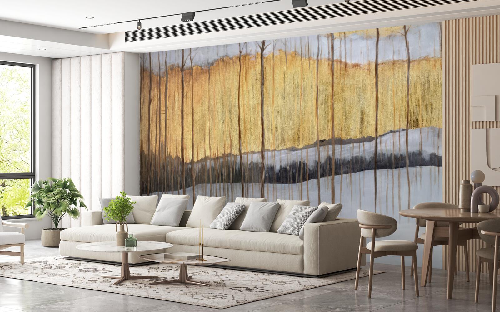 Фотошпалери контури витончених стовбурів дерев