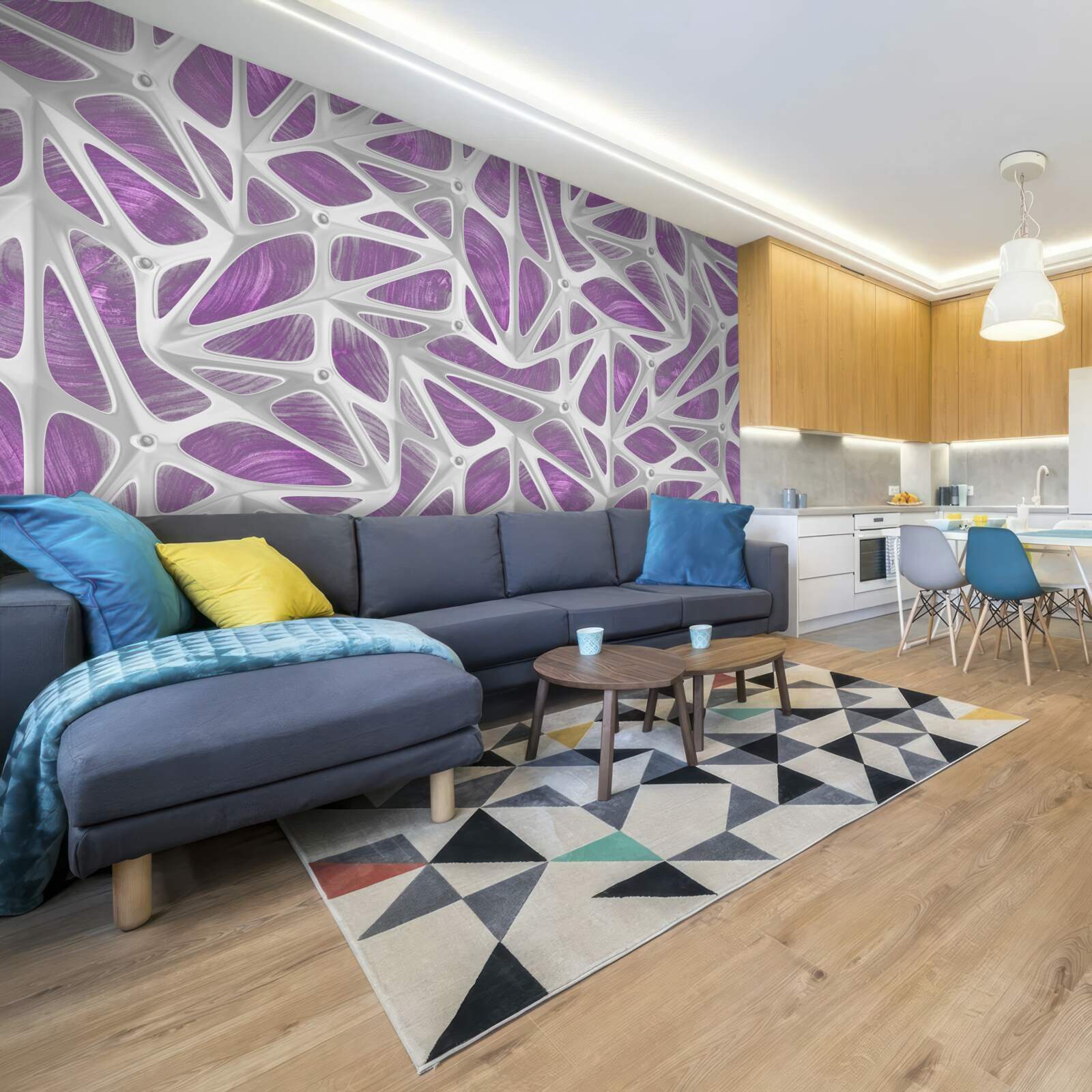 Фотошпалери дизайни в білому та фіолетовому кольорах