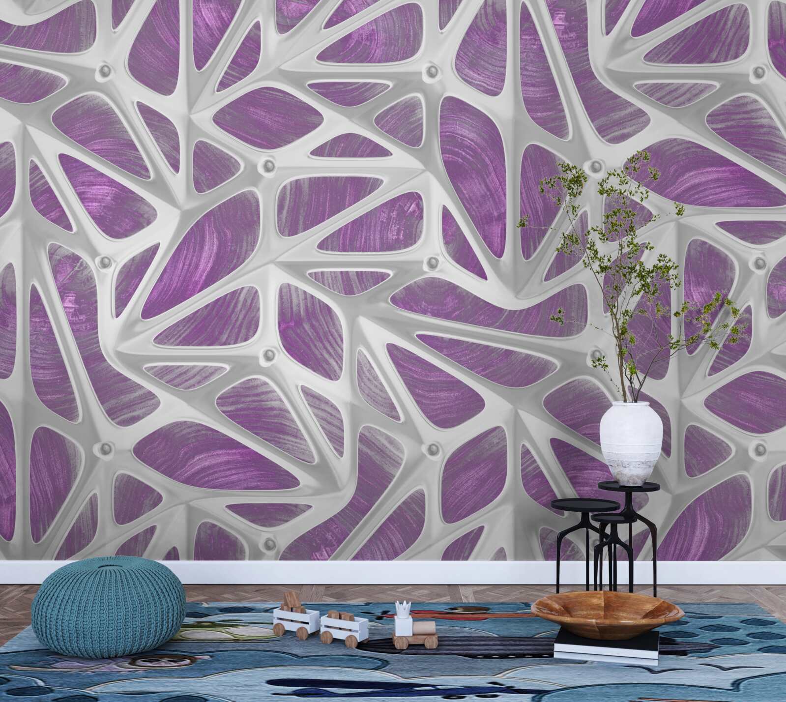 Фотошпалери дизайни в білому та фіолетовому кольорах