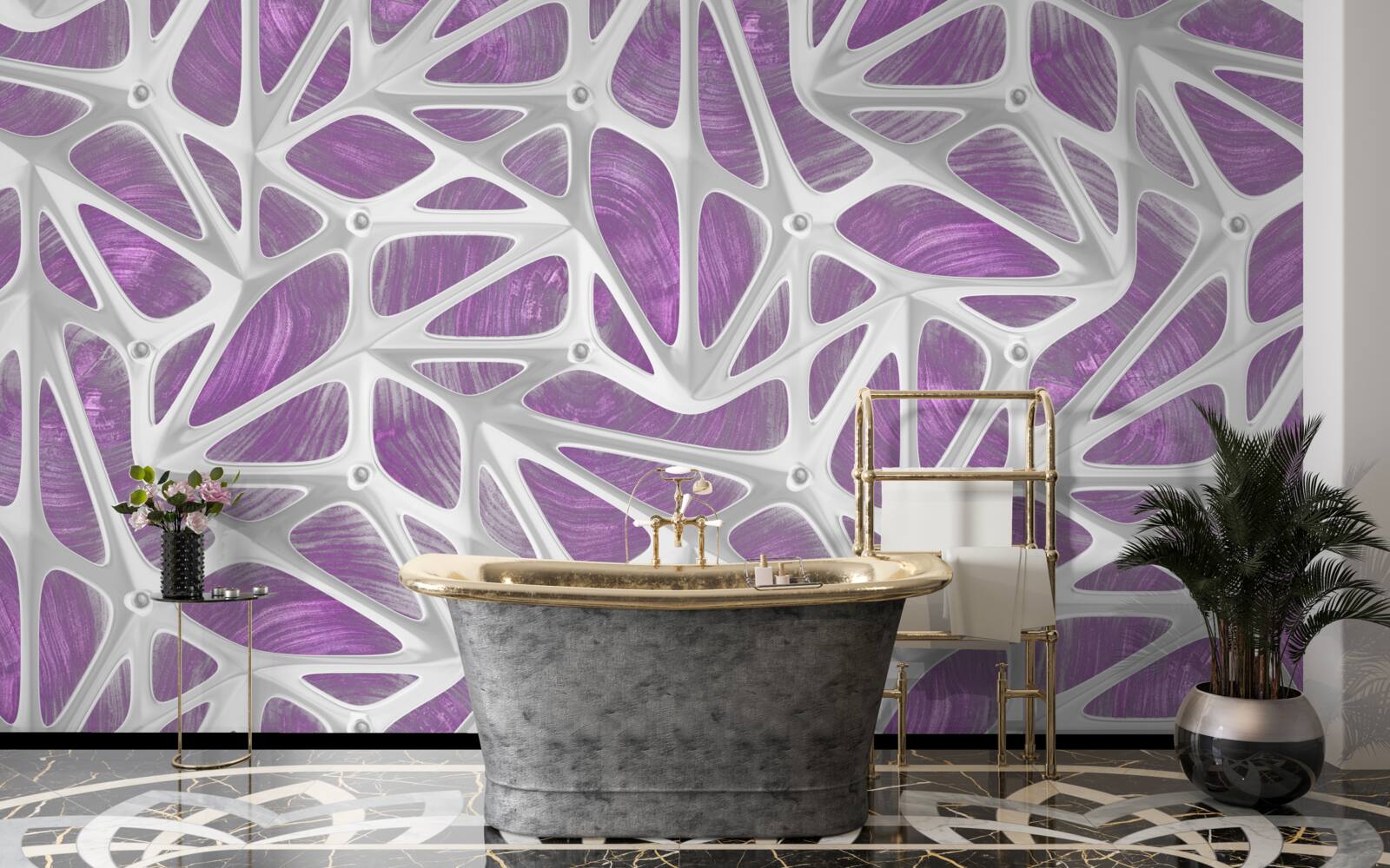 Фотошпалери дизайни в білому та фіолетовому кольорах