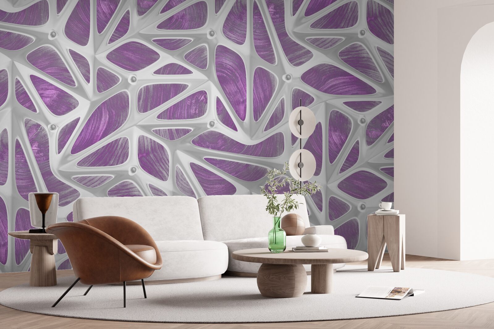 Фотошпалери дизайни в білому та фіолетовому кольорах