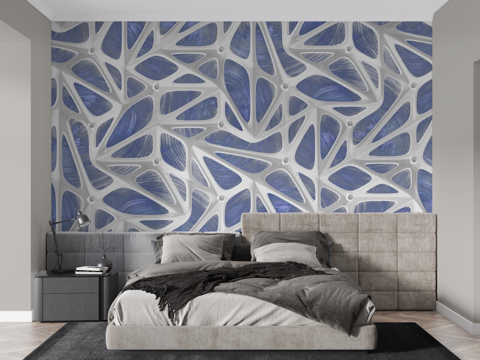 Фотошпалери білі локони на синьому тлі