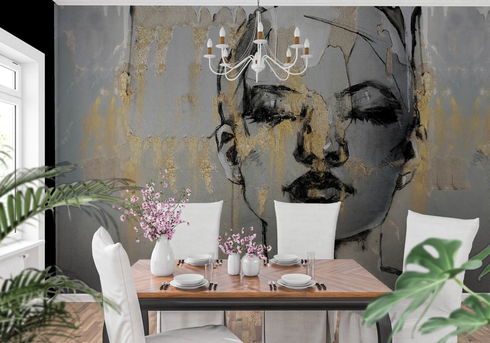 Фотошпалери фотографія профілю дівчини із закритими очима