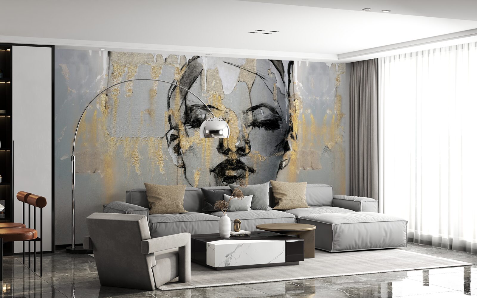 Фотошпалери фотографія профілю дівчини із закритими очима