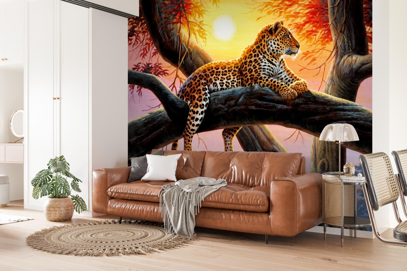 Фотошпалери гепард сидить на дереві