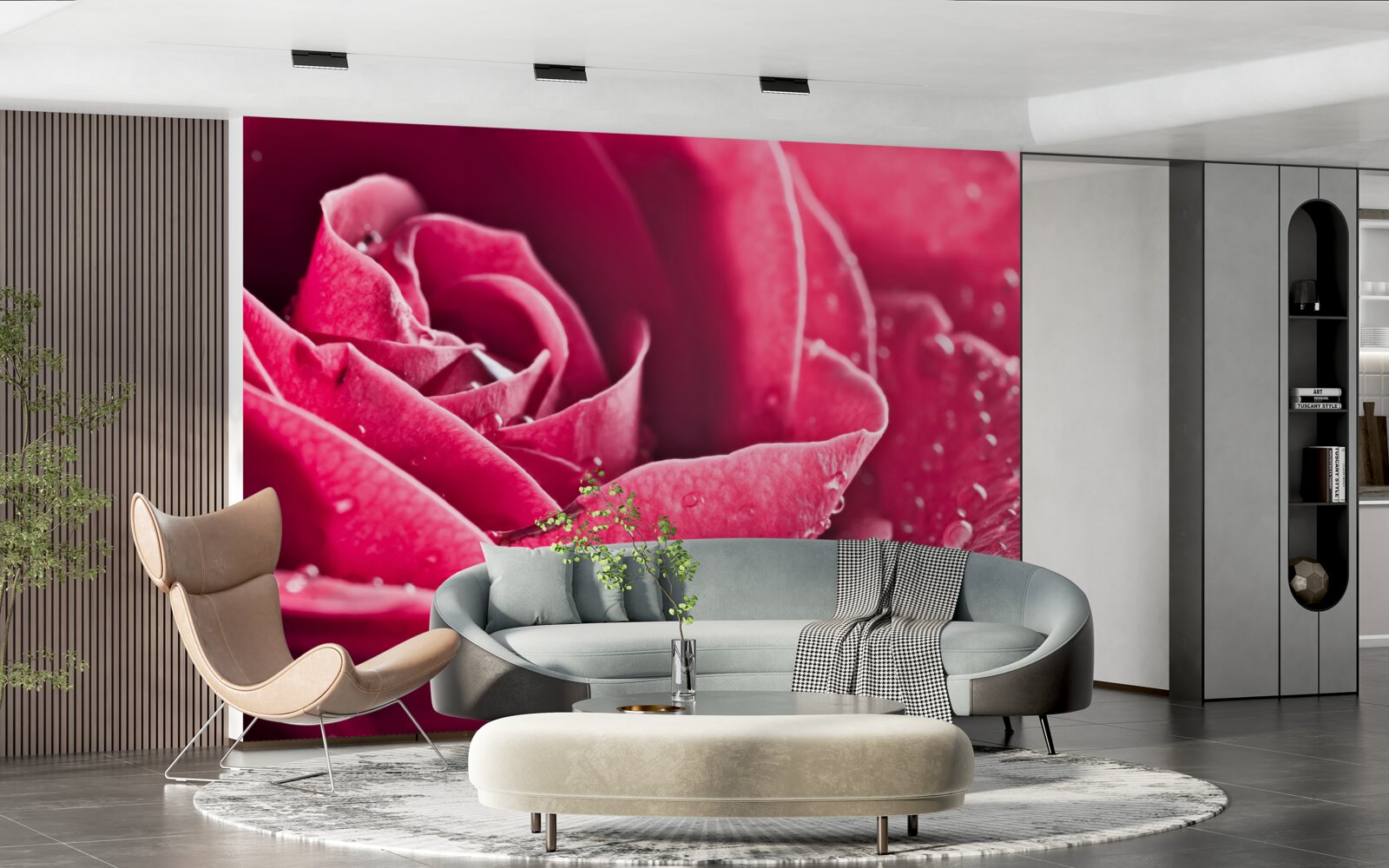 Фотошпалери велика троянда з краплями вологи