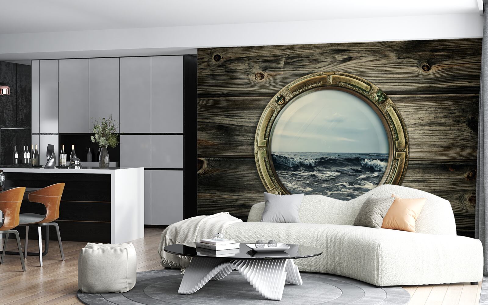 Фотошпалери вікно каюти з видом на океан