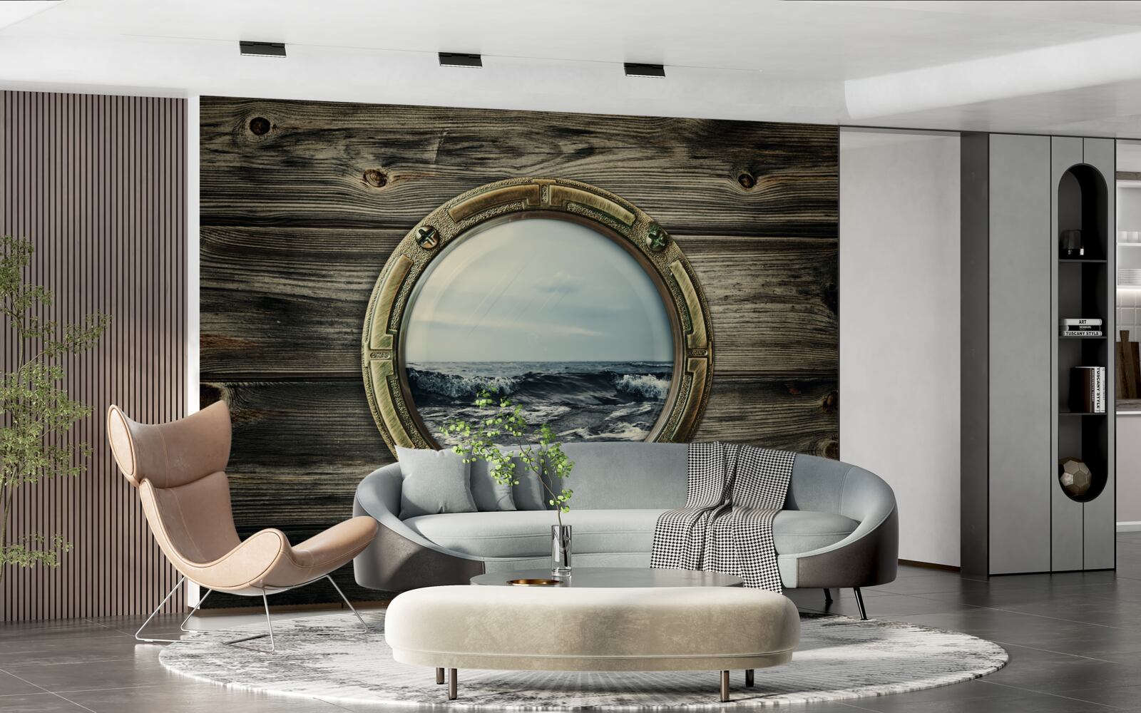 Фотошпалери вікно каюти з видом на океан