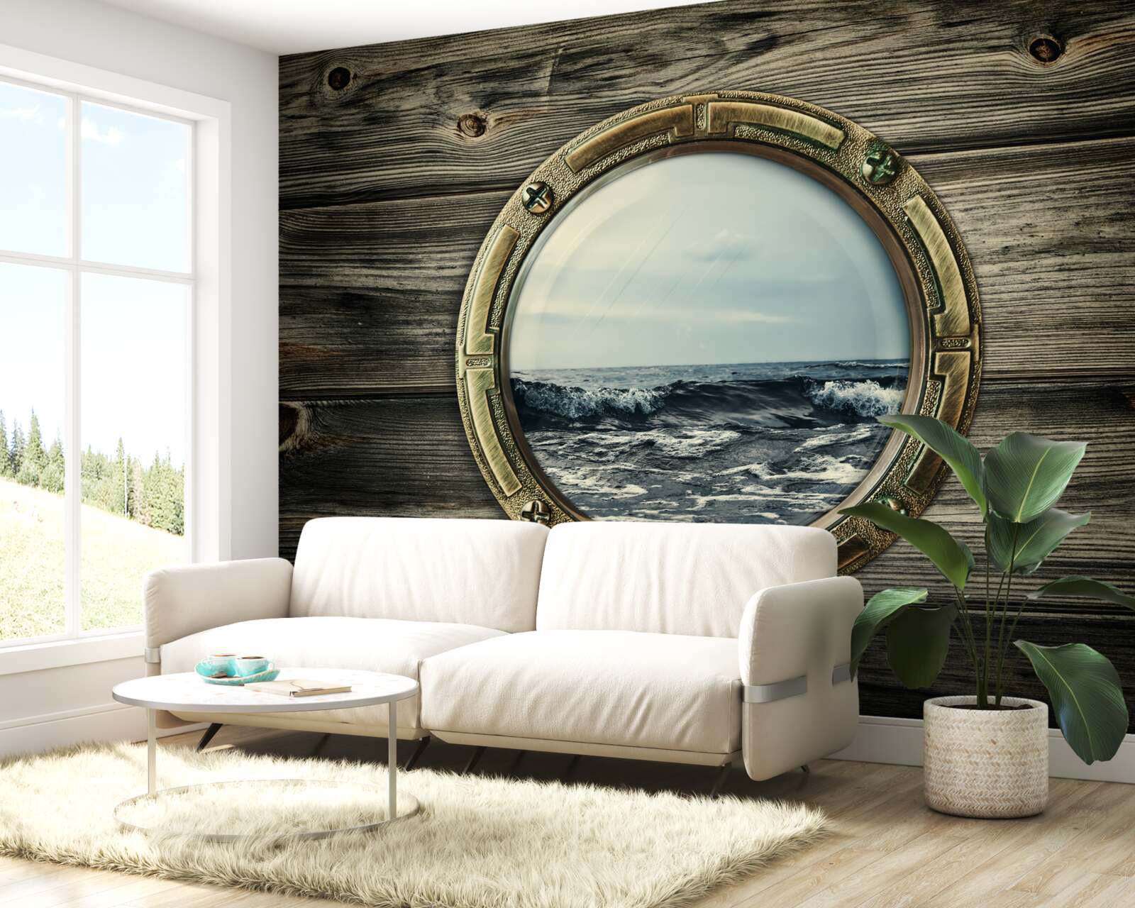 Фотошпалери вікно каюти з видом на океан