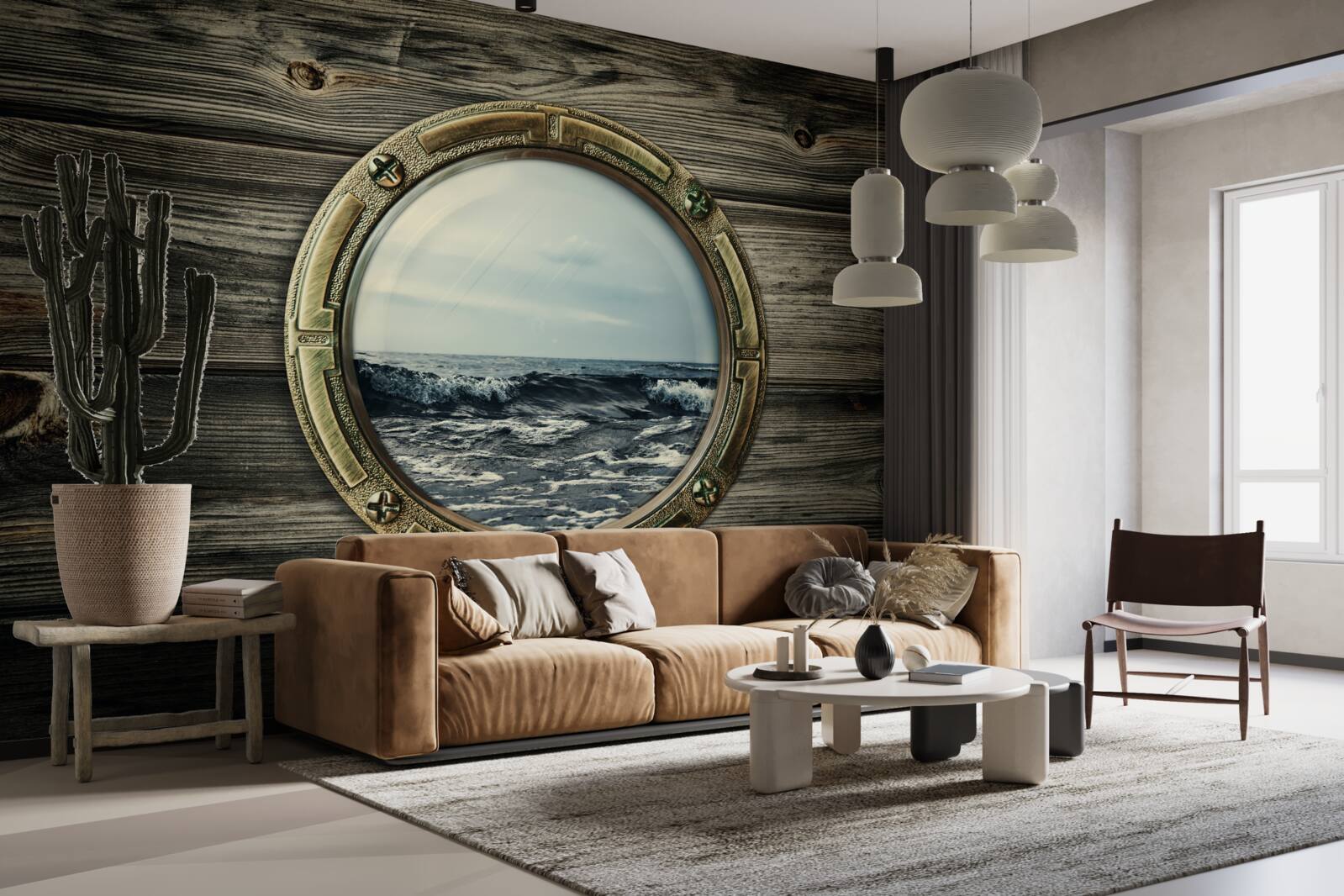 Фотошпалери вікно каюти з видом на океан