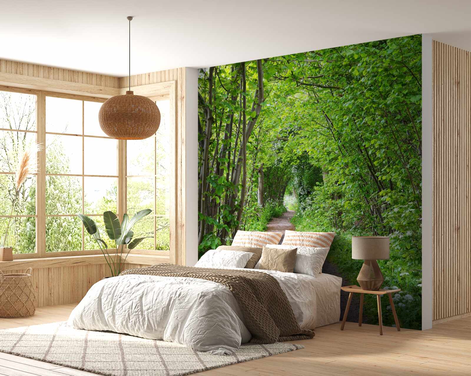 Фотошпалери стежка через густий смарагдовий ліс