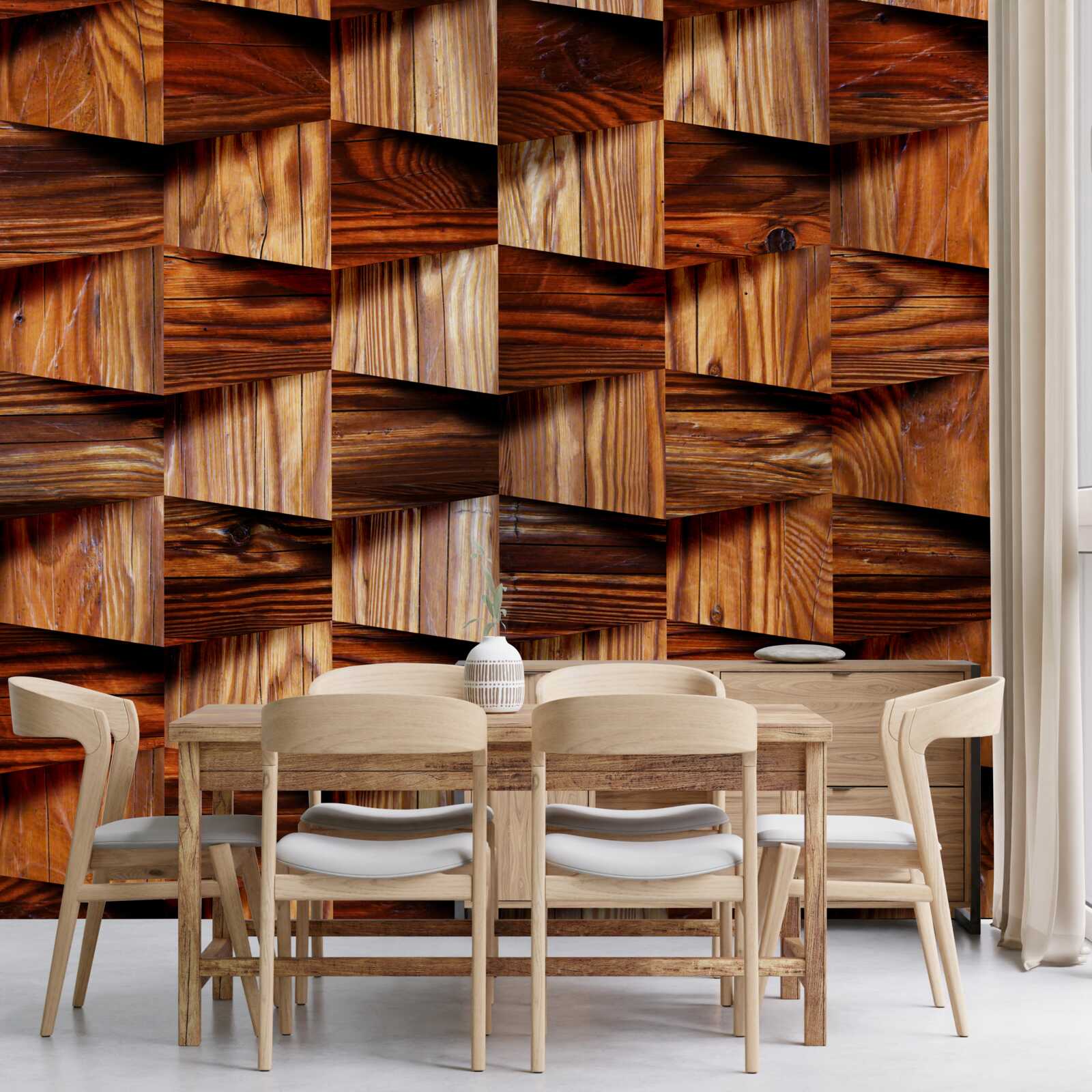 Фотошпалери об'ємні дерев'яні деталі