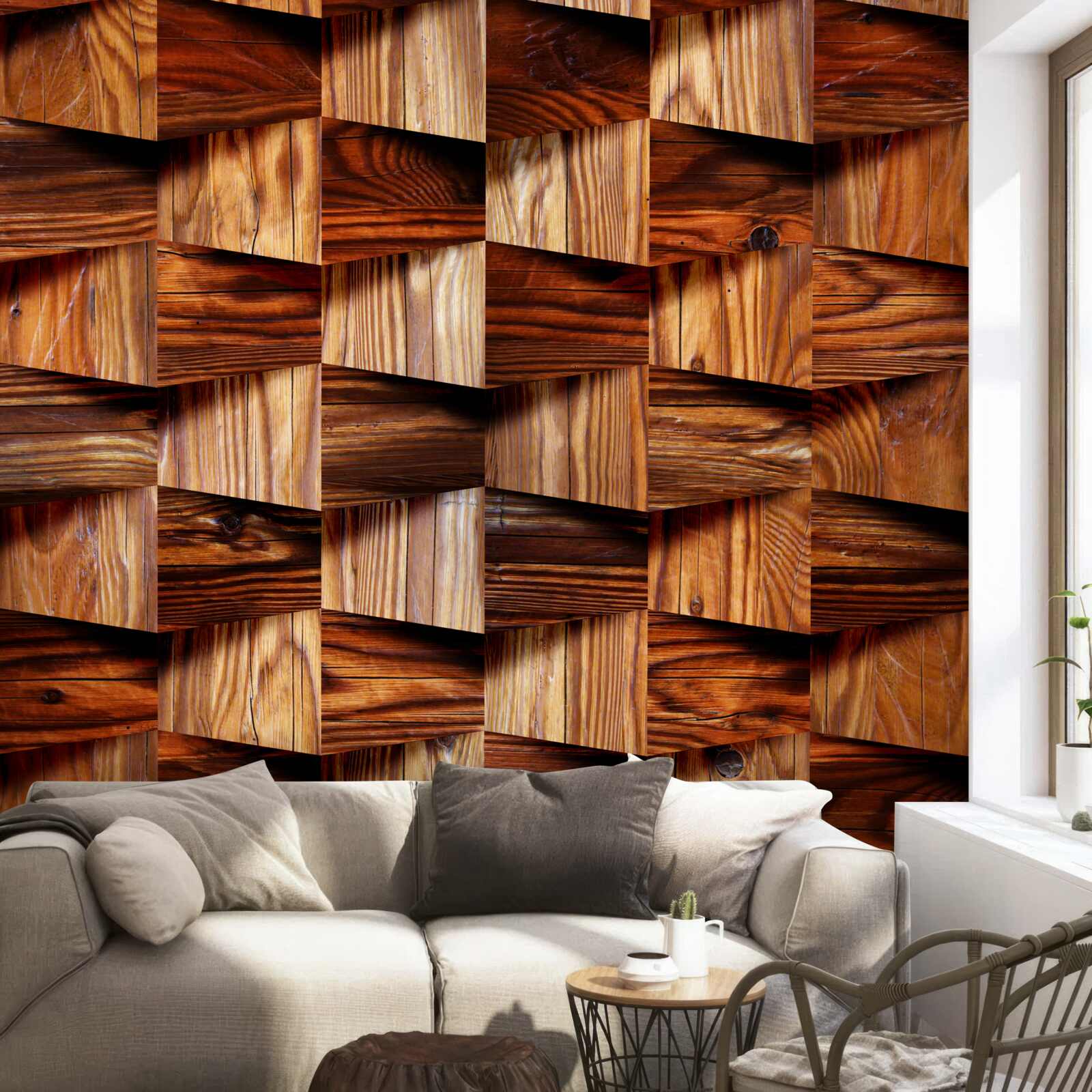 Фотошпалери об'ємні дерев'яні деталі