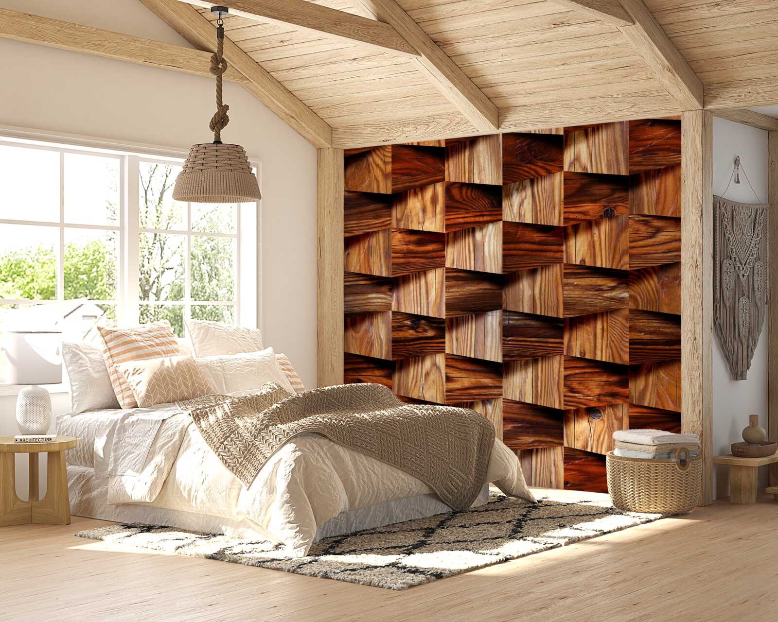 Фотошпалери об'ємні дерев'яні деталі