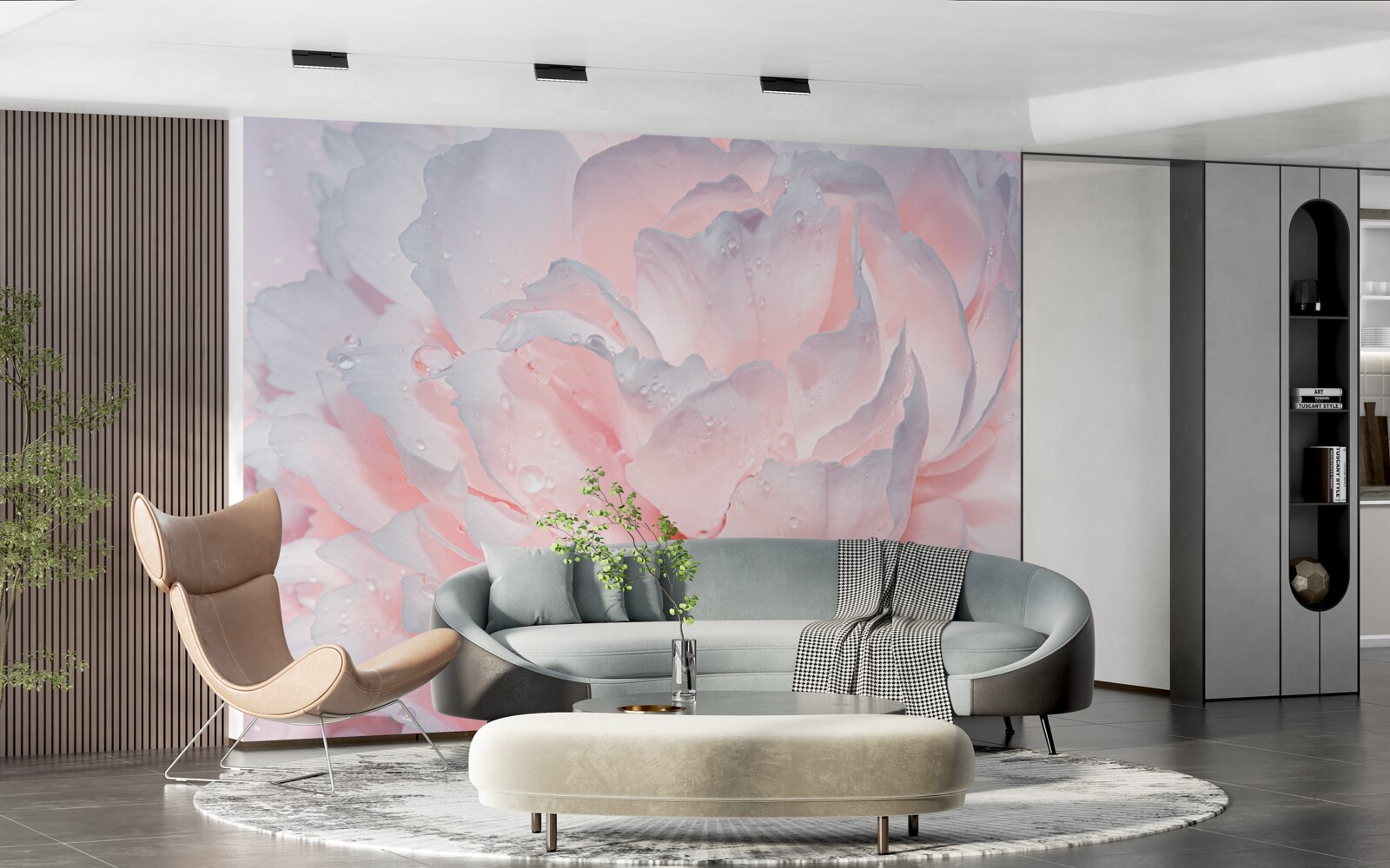 Фотошпалери велика яскраво-рожева півонія