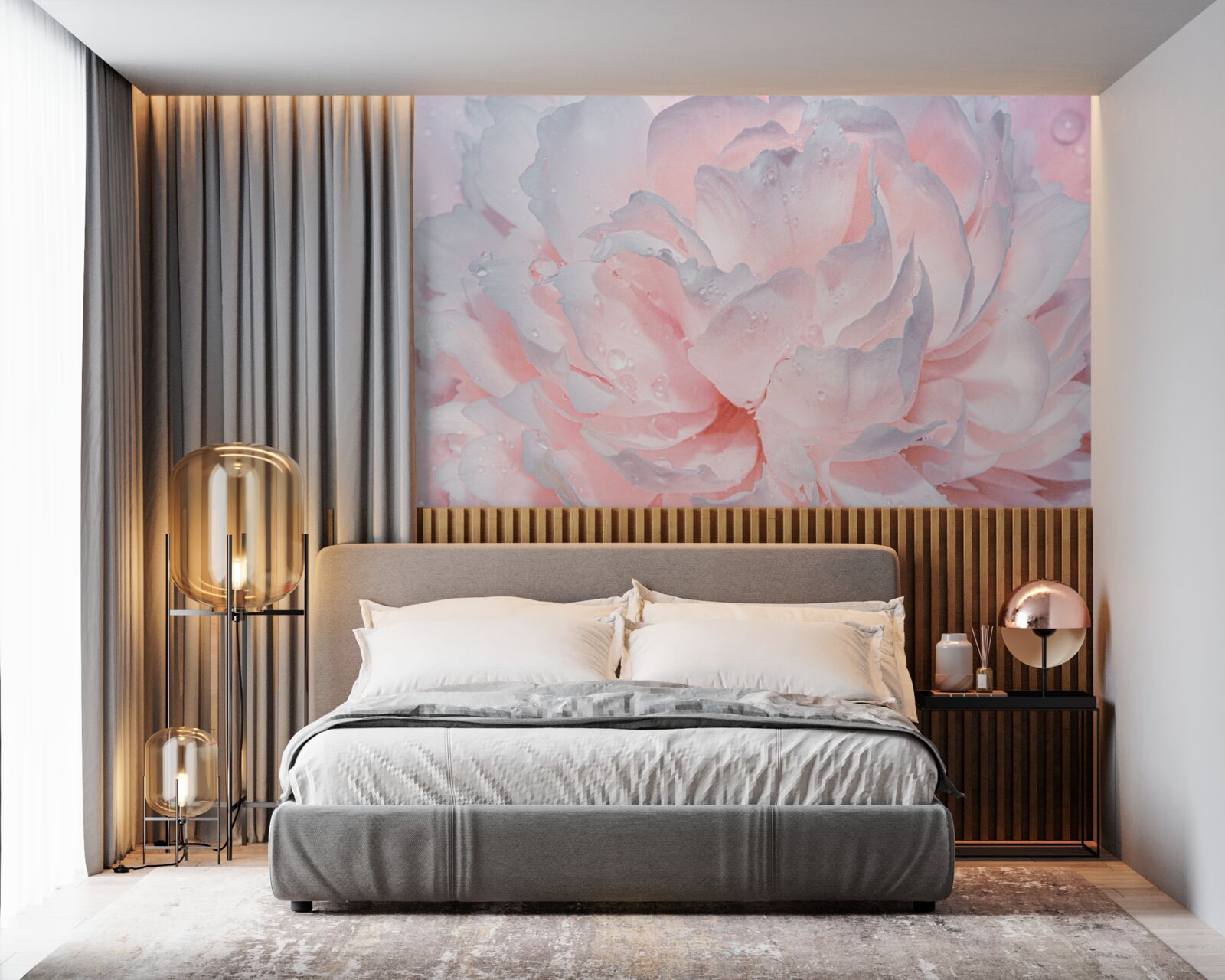 Фотошпалери велика яскраво-рожева півонія