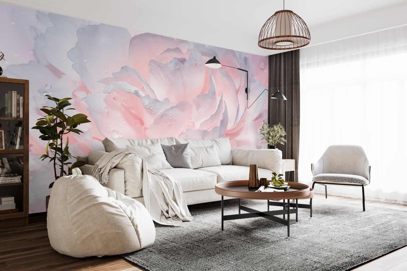 Фотошпалери велика яскраво-рожева півонія