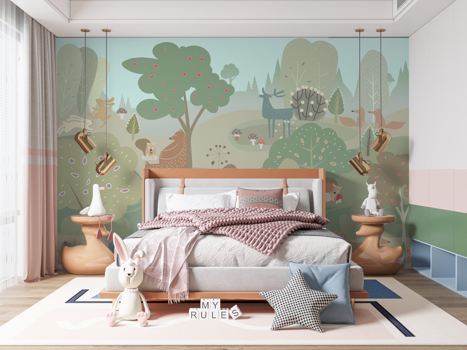 Фотошпалери кожна намальована тварина зайнята своїми справами