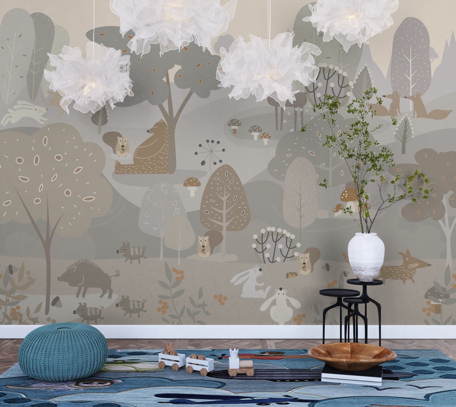 Фотошпалери чарівний ліс з чарівними тваринами