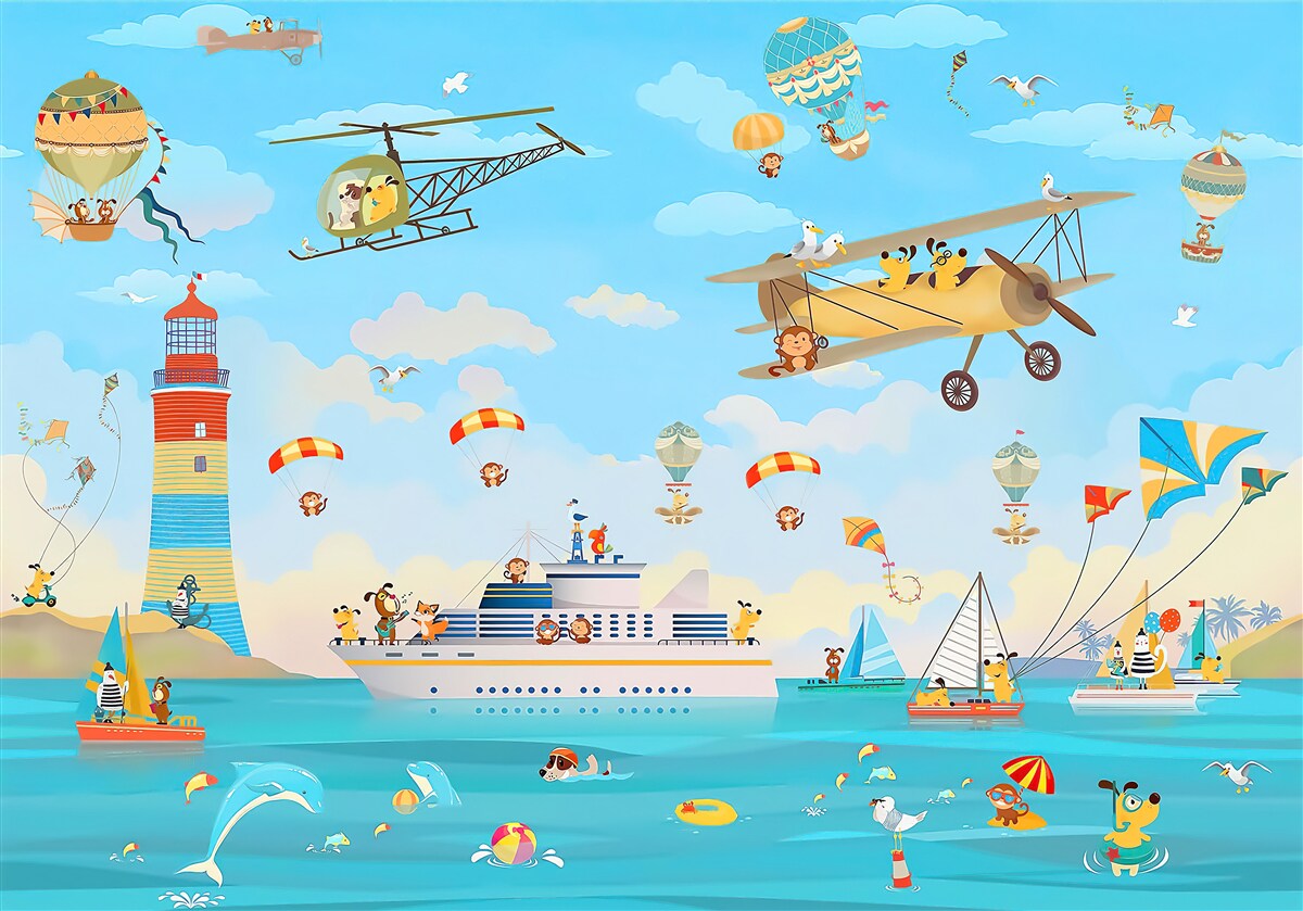 Фотошпалери різні види повітряного та водного транспорту