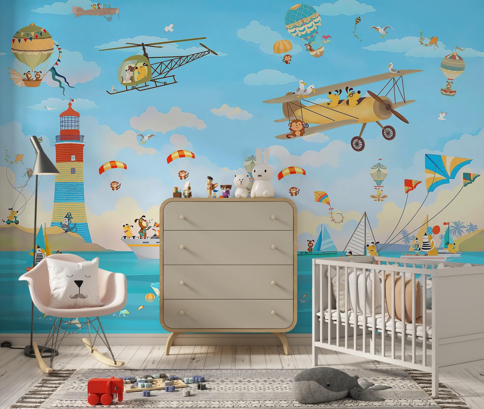 Фотошпалери різні види повітряного та водного транспорту