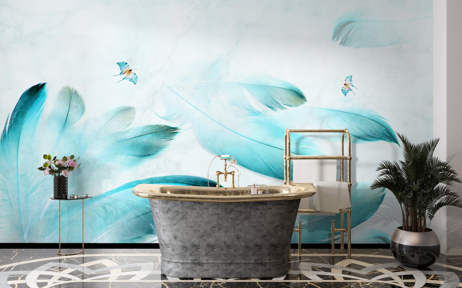 Фотошпалери світло-блакитне пір'я