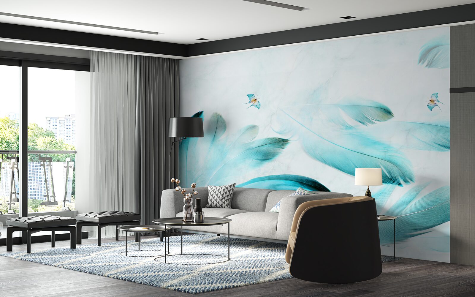 Фотошпалери світло-блакитне пір'я