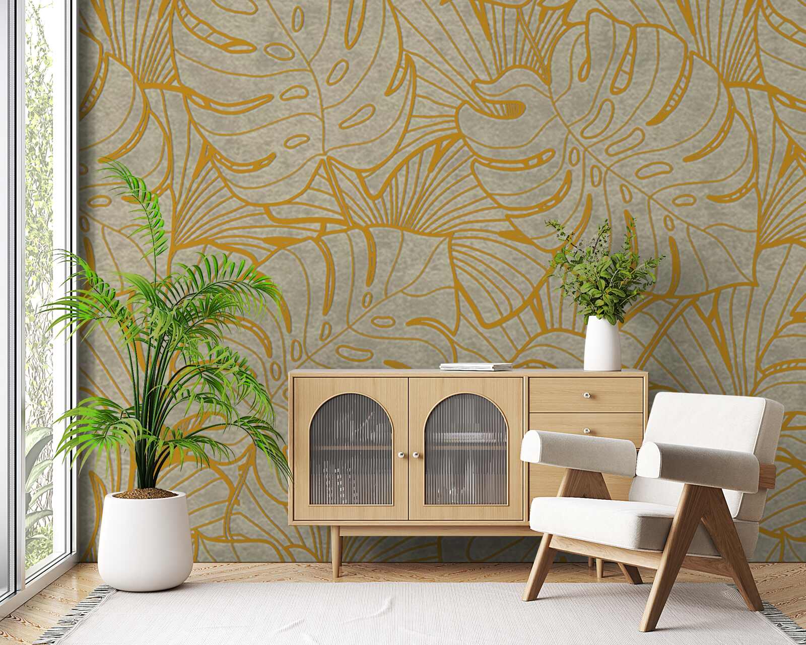 Фотошпалери обриси великого листя