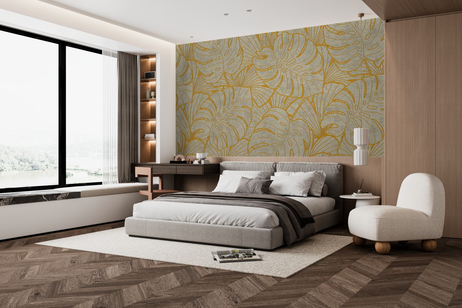 Фотошпалери обриси великого листя