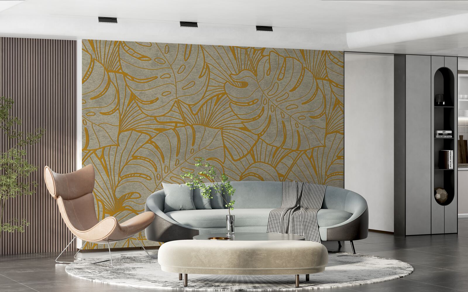 Фотошпалери обриси великого листя