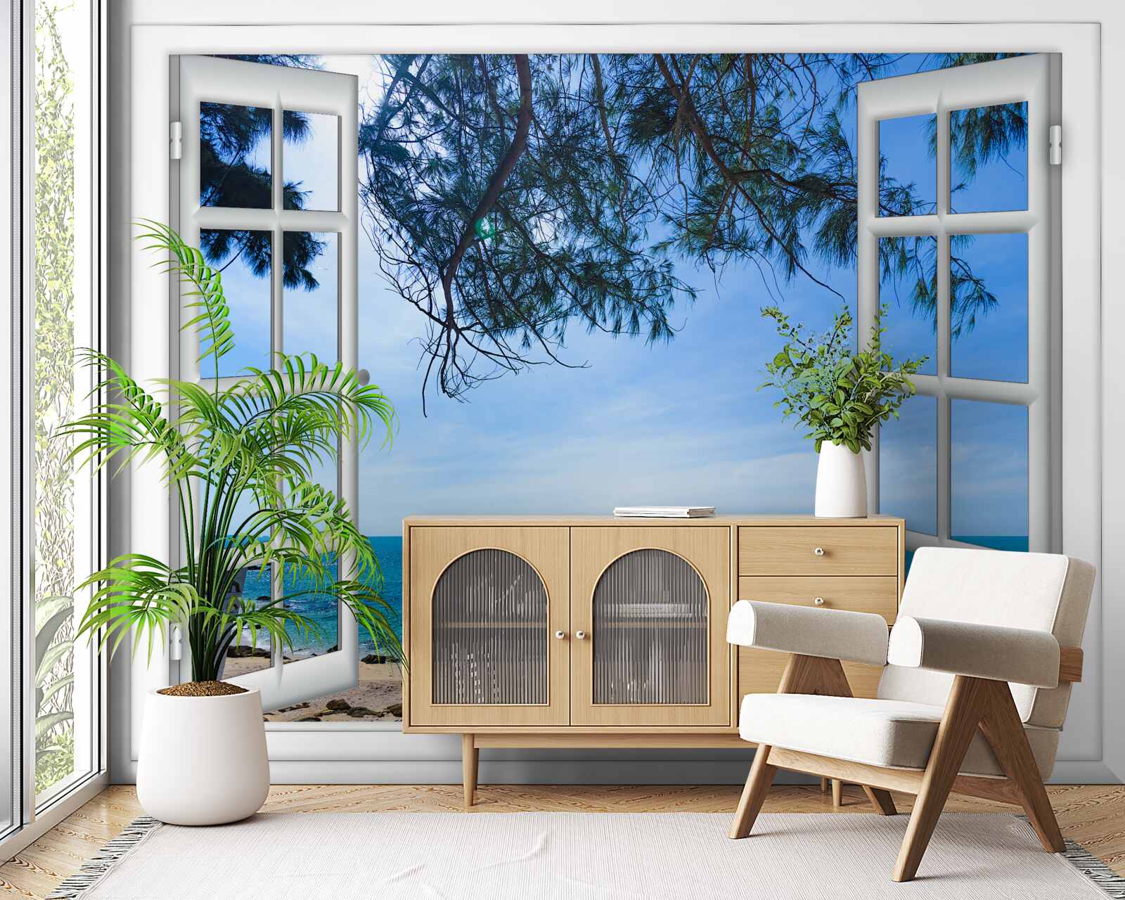 Фотошпалери вікно з видом на синє море