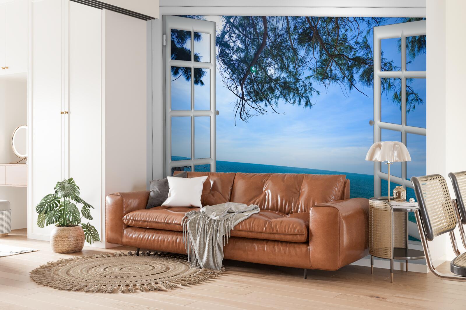 Фотошпалери вікно з видом на синє море