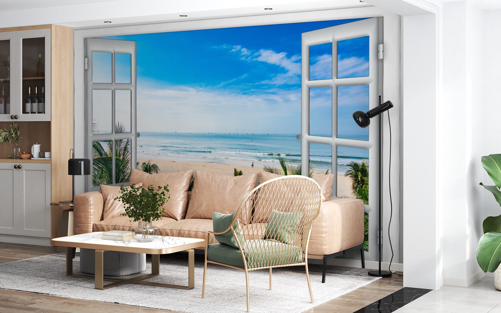 Фотошпалери відкриті вікна з прекрасним видом