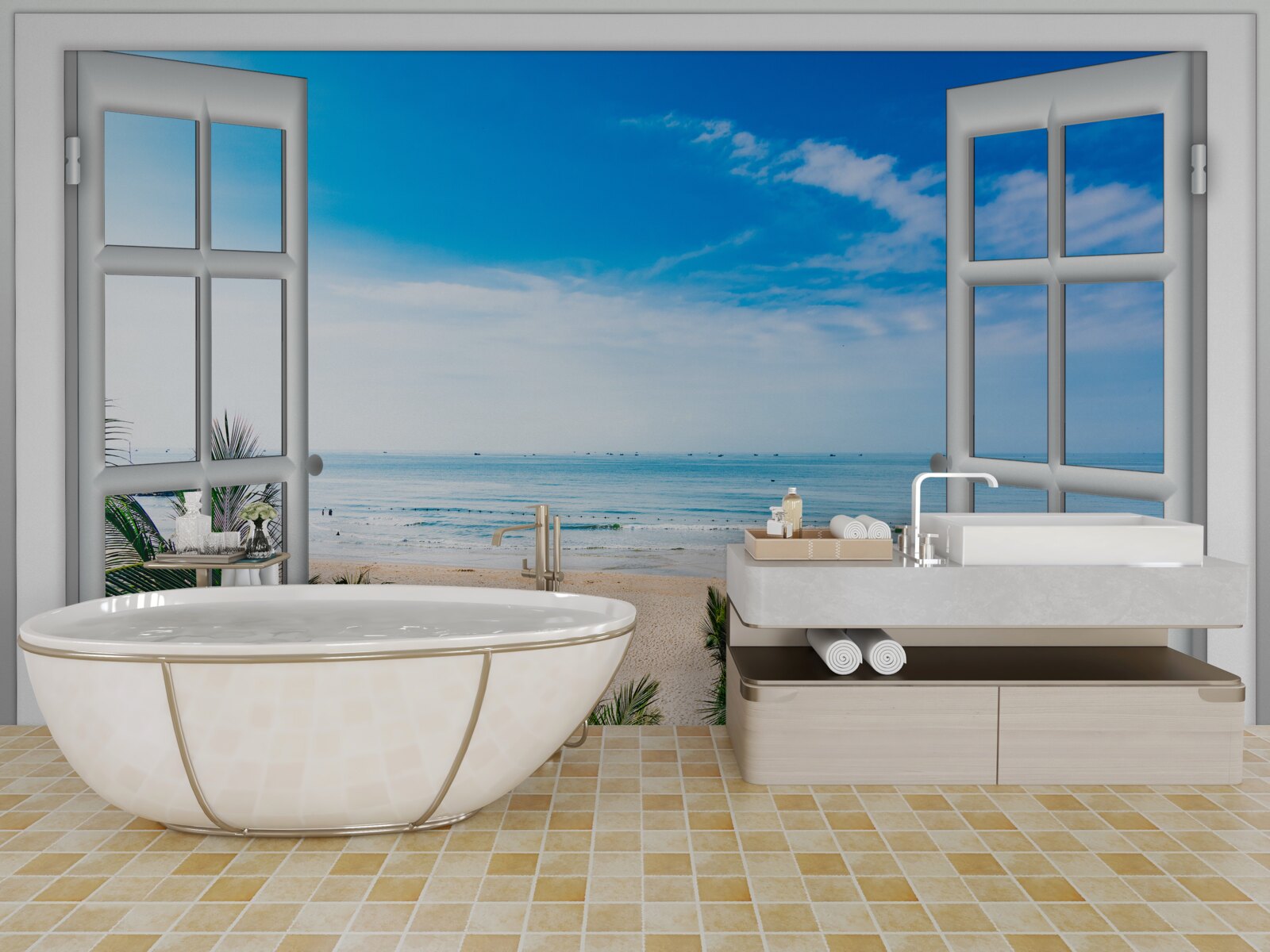 Фотошпалери відкриті вікна з прекрасним видом