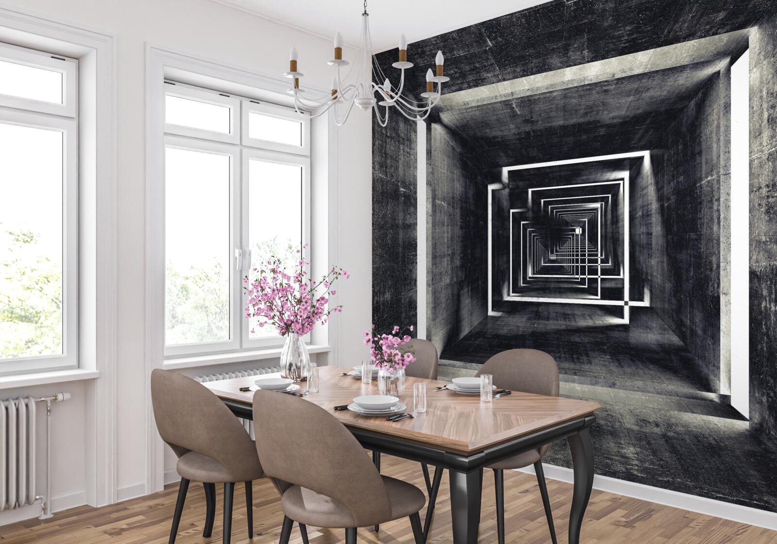 Фотошпалери просторий тунель, освітлений світлом