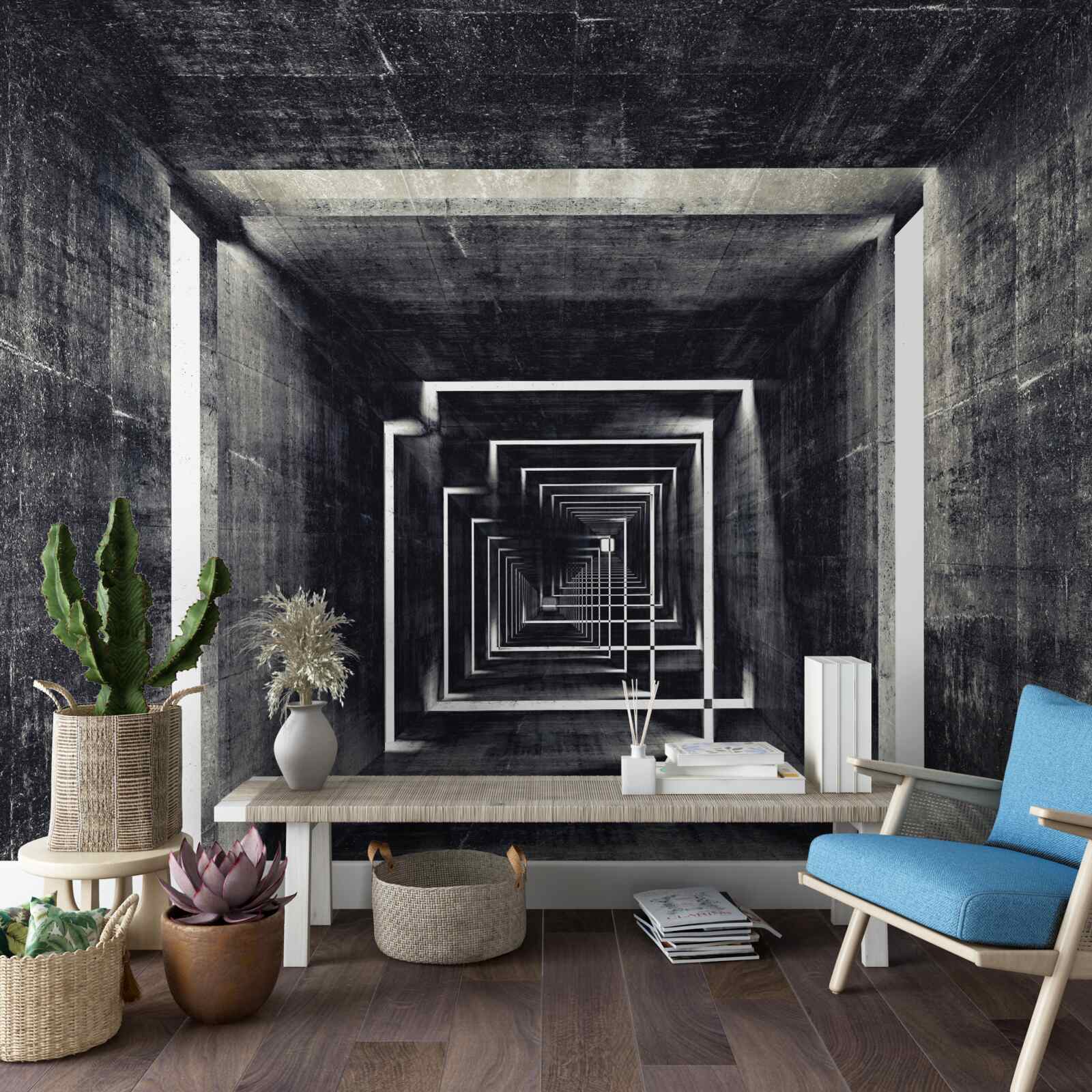 Фотошпалери просторий тунель, освітлений світлом