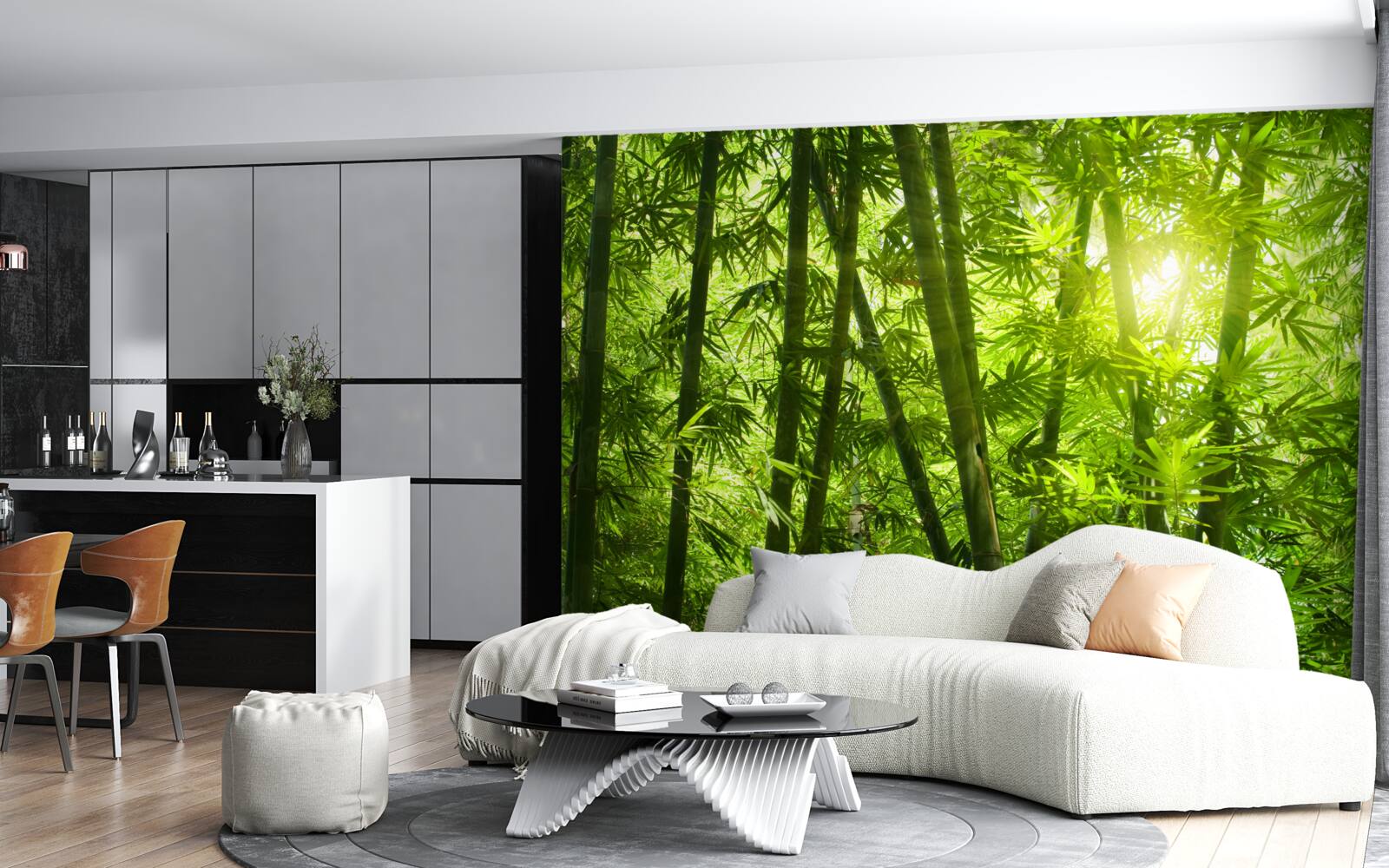 Фотошпалери сонце намагається пробитися крізь густий ліс