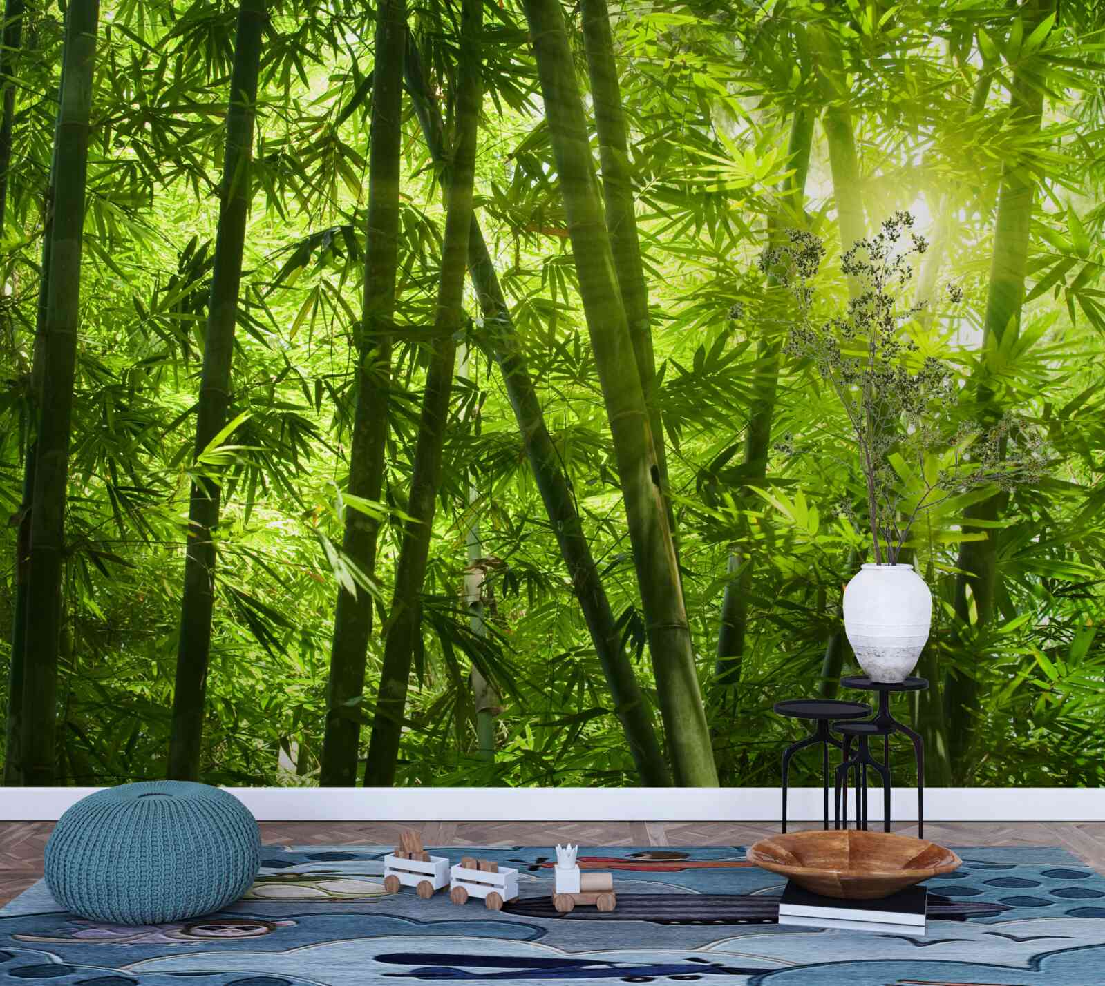 Фотошпалери сонце намагається пробитися крізь густий ліс