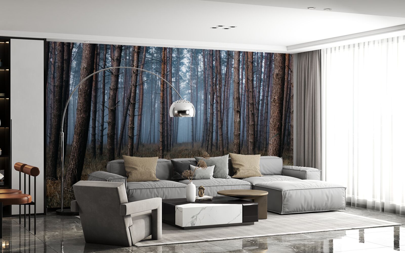 Фотошпалери темний сосновий ліс