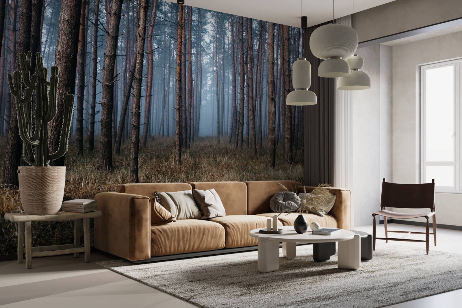 Фотошпалери темний сосновий ліс