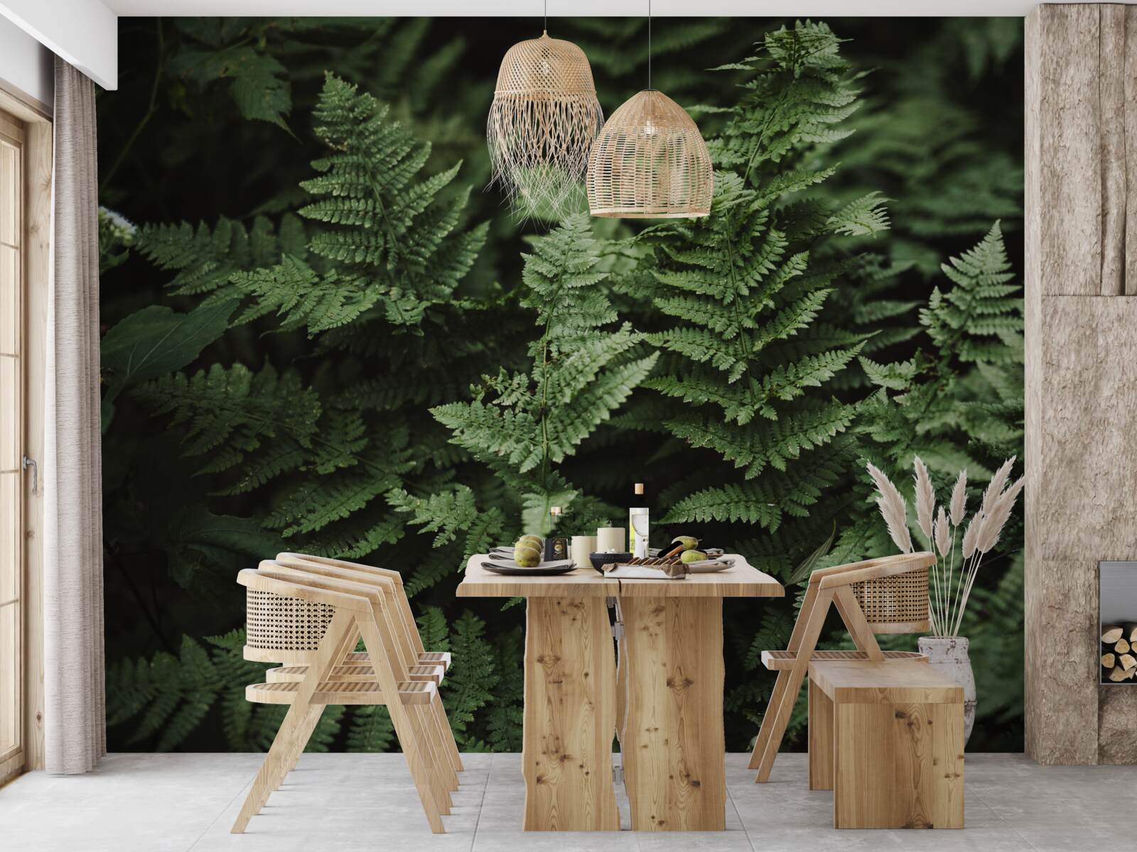 Фотошпалери пишне зелене листя папороті