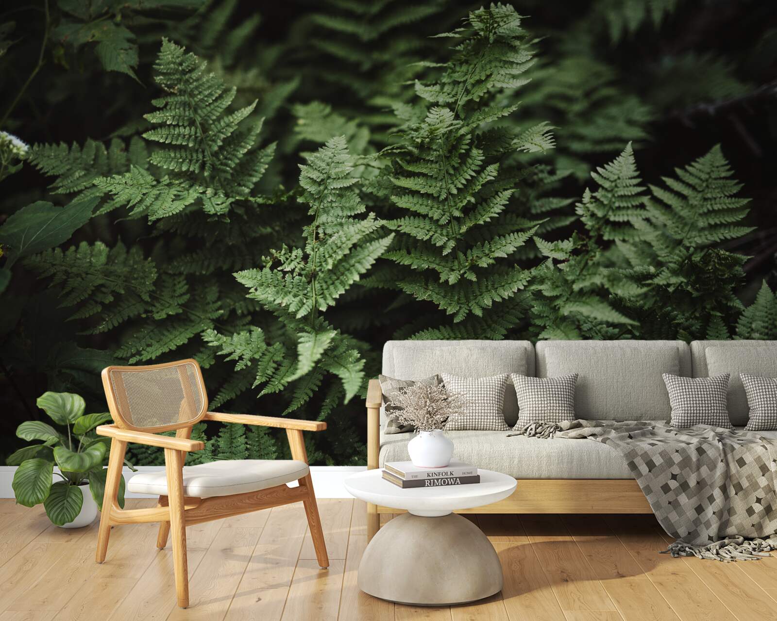 Фотошпалери пишне зелене листя папороті