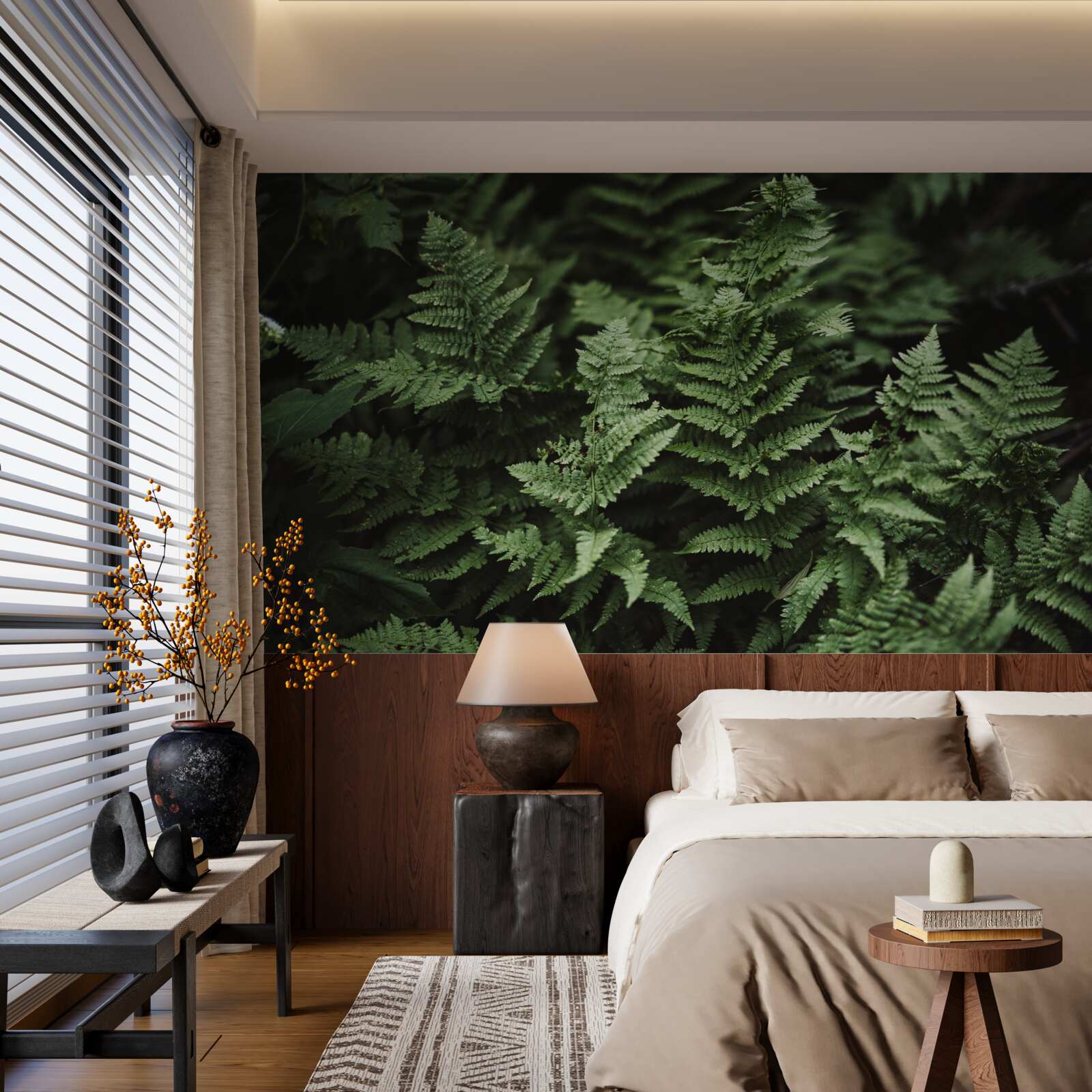 Фотошпалери пишне зелене листя папороті