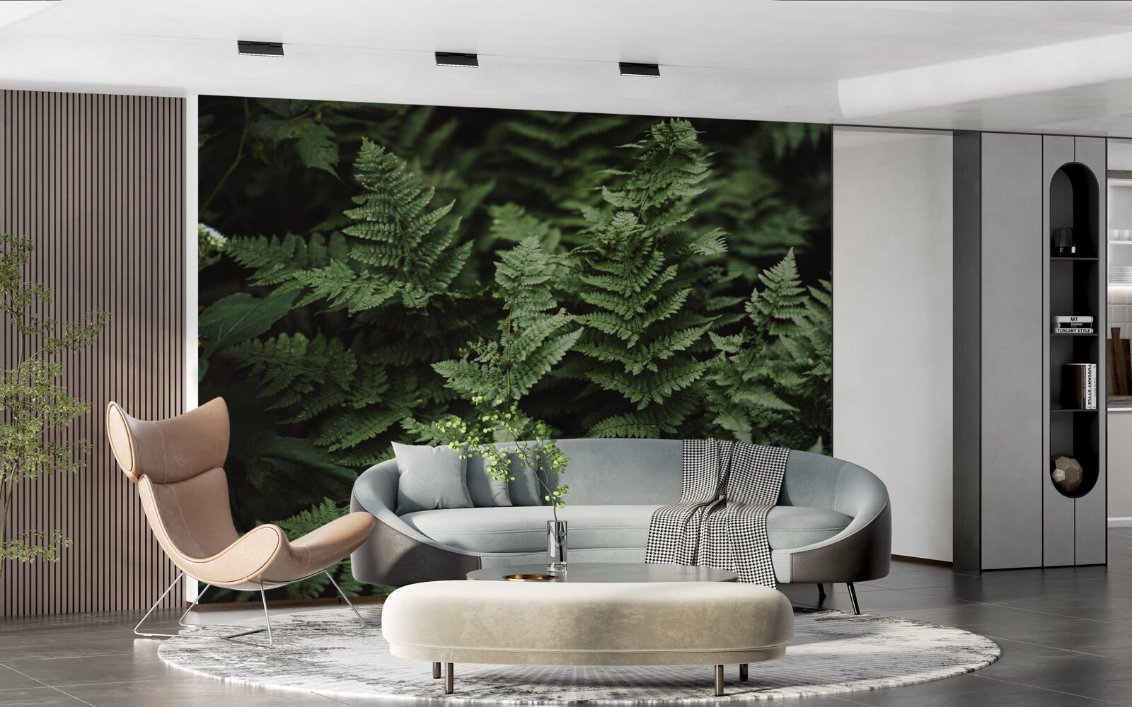 Фотошпалери пишне зелене листя папороті