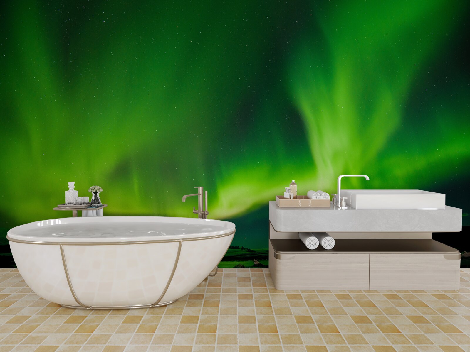 Фотошпалери зачаровує чудове полярне сяйво