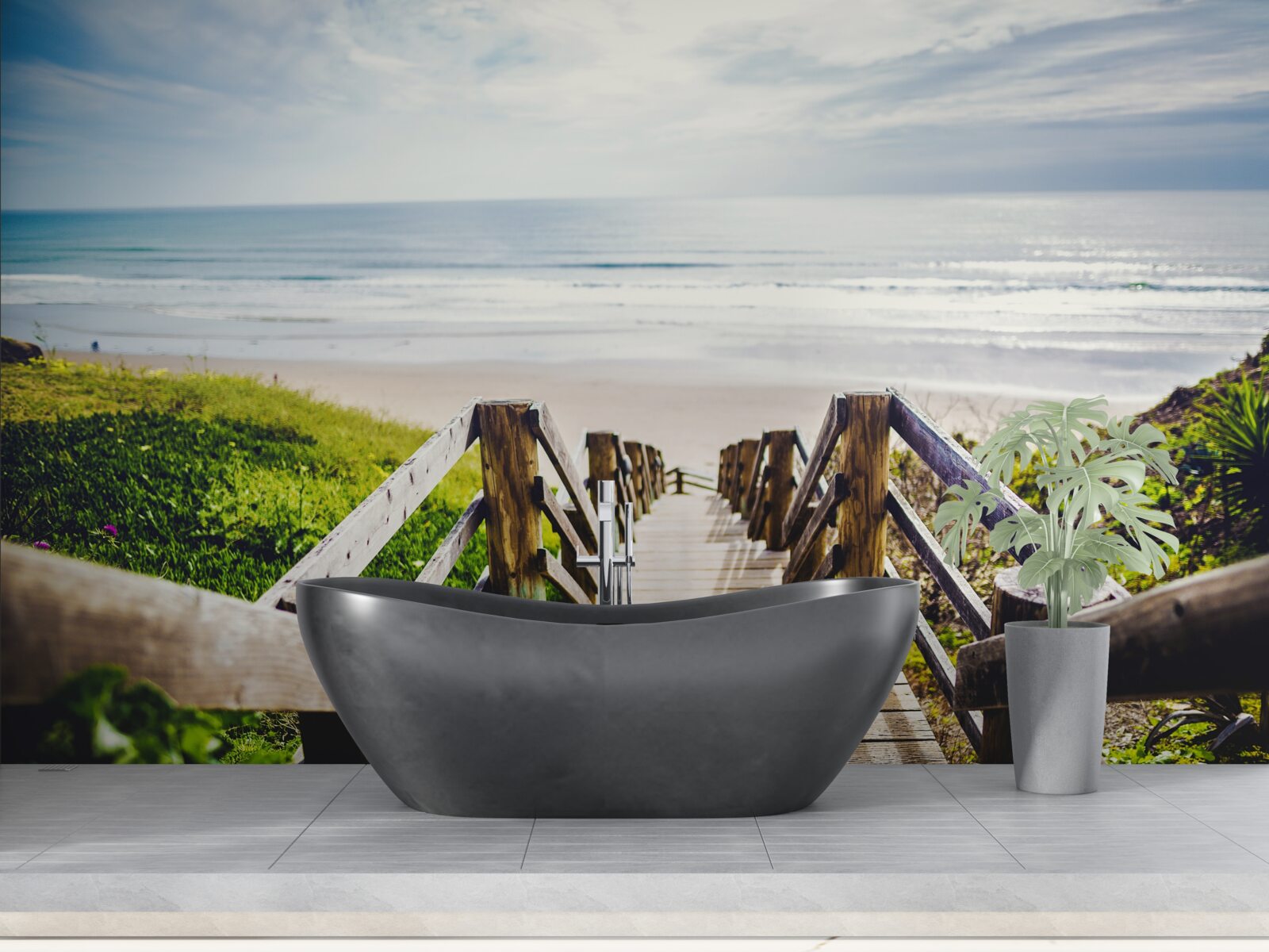 Фотошпалери сходи, що спускаються до води