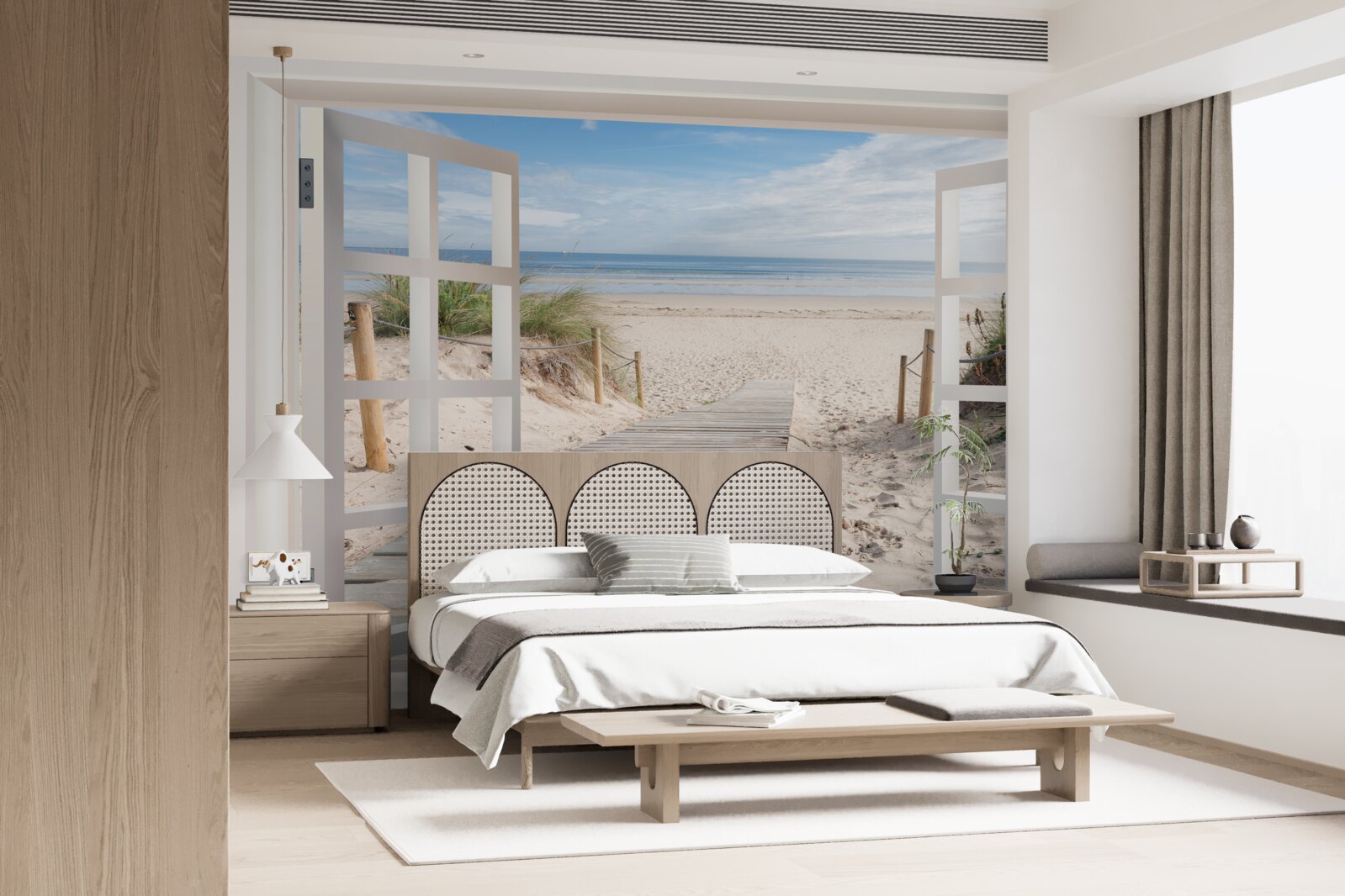 Фотошпалери відкрите вікно з видом на пляж і океан