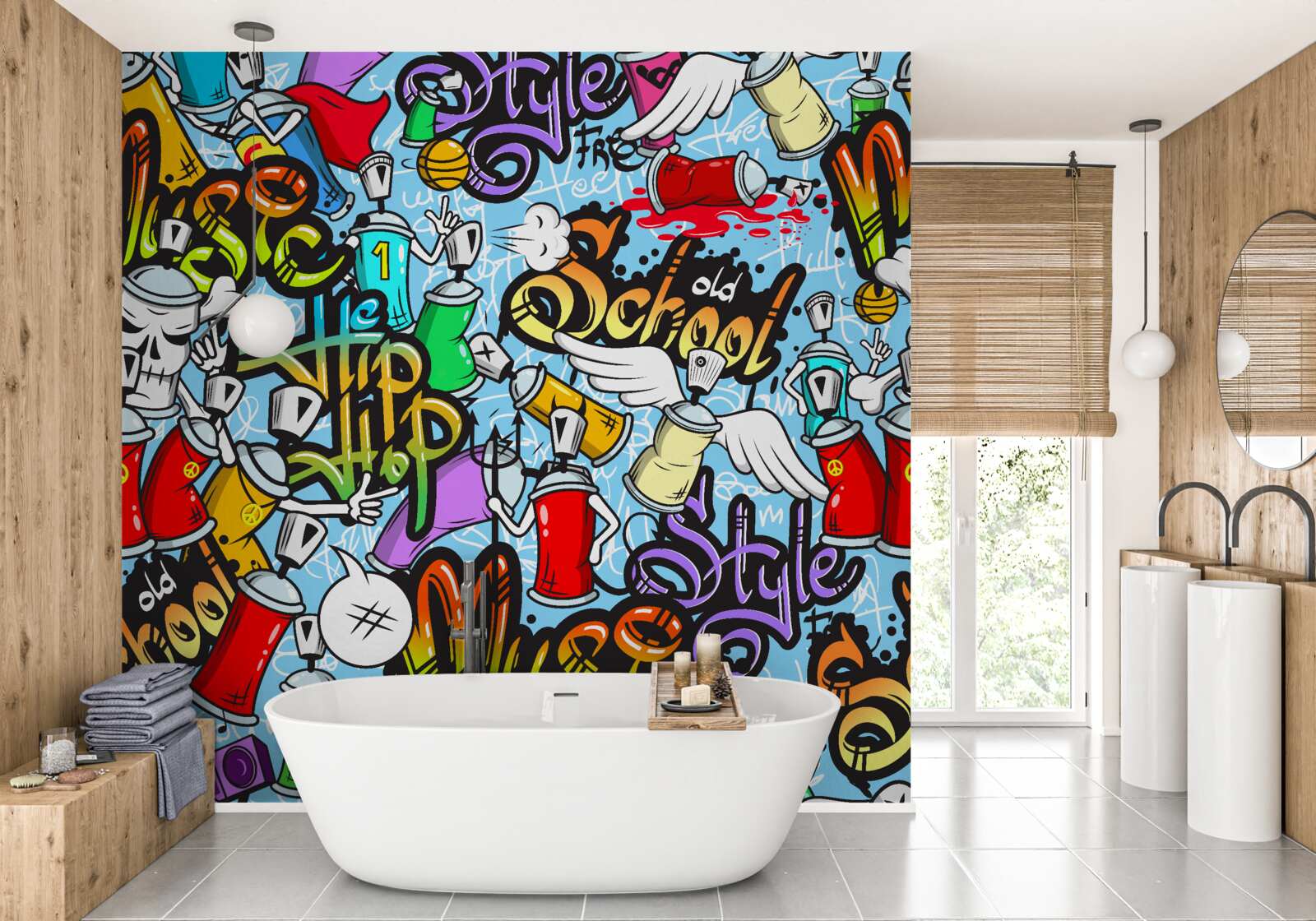 Фотошпалери графіті в різних кольорах