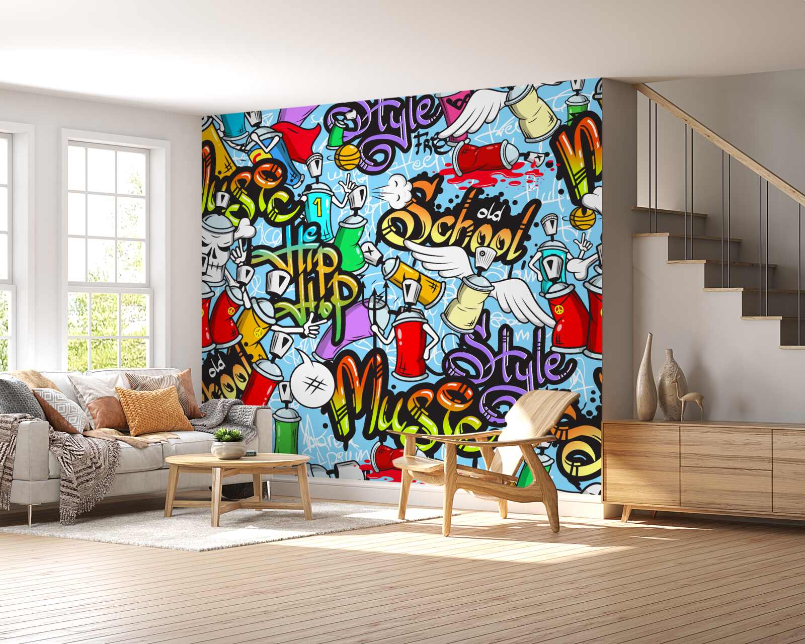 Фотошпалери графіті в різних кольорах