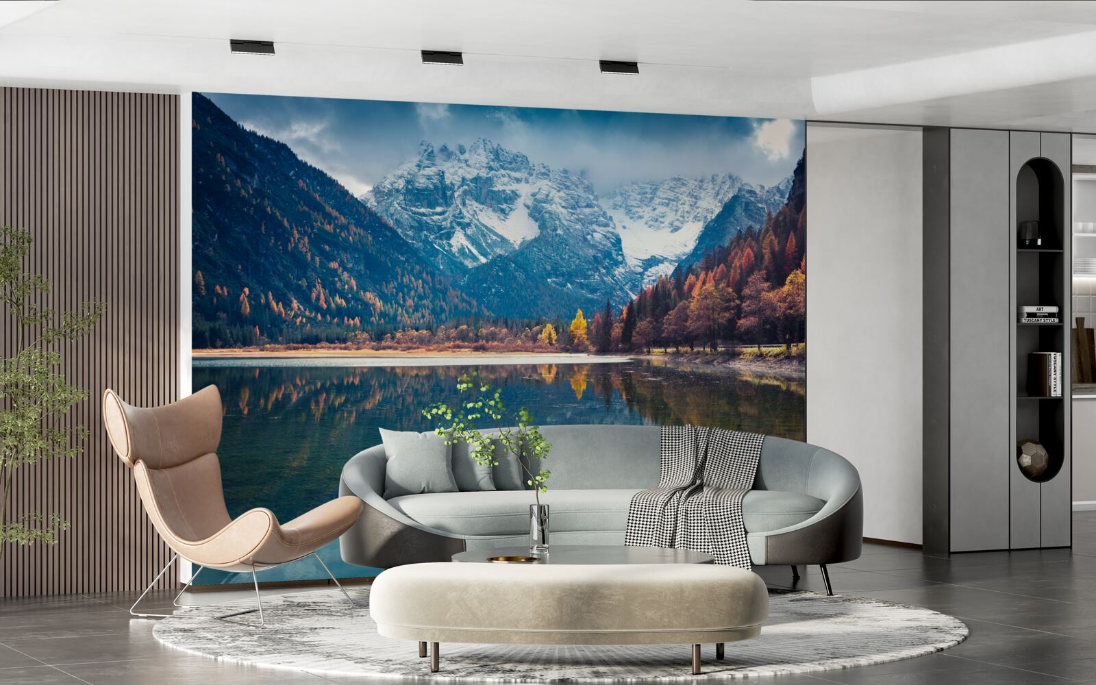 Фотошпалери величні вершини та повноводна річка